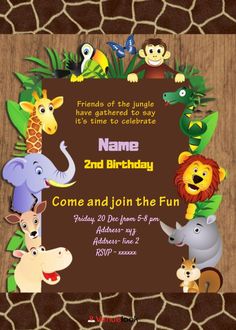 an animal themed baby shower with giraffes, zebras and elephants on it