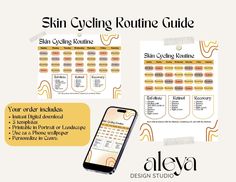 Color Theme: Retro Yellow | Please see my other listings for different color variations of this calendar guide.  This Skin Cycling Routine Calendar Template Guide is perfect for keeping track of your nightly skincare schedule with a list of products commonly recommended for the skin cycling schedule.  Skin cycling is a four-night skincare routine that begins with exfoliation on the first night, a retinoid serum on the second night and then nights three and four are dedicated to recovery with hyd Skin Care Template, Skincare Schedule, Skin Cycling Routine, Skin Cycling, Night Skincare, Routine Printable, Schedule Calendar, Night Skin Care Routine, Calendar Template