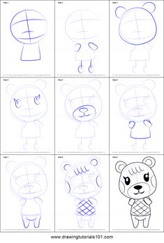 step by step instructions for how to draw a teddy bear with different expressions and shapes