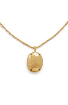 Crafted from 18-karat recycled gold, this minimalist locket necklace makes a stunning keepsake that can be engraved inside and out. Exclusive US retailer 15 3/4" length; 2" extender; 3/4" x 1/2" pendant 18K recycled gold Imported Recipient of the Butterfly Mark certification, which identifies luxury brands that adhere to social and environmental best practices This brand meets Nordstrom Responsible Brands criteria: brand adheres to responsible social and environmental practices Monica Vinader Necklace, Chain Lockets Gold Simple, Gold Necklace With Pendant, Simple Gold Necklace, Unique Locket, Locket Design, Gold Locket Necklace, Vintage Locket, Gold Necklace Simple