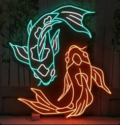 a neon sign with a horse head in the middle of it's frame, on a table