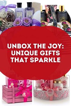 an image of unique gifts that sparkle under the christmas tree with text overlay reading unbox the joy unique gifts that sparkle