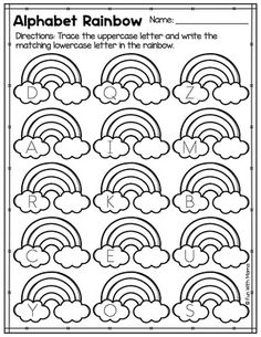 an alphabet rainbow worksheet with the letters and numbers in each letter on it