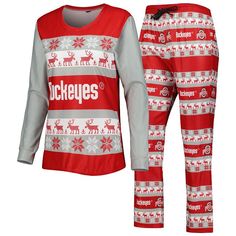 Even before the Ohio State Buckeyes take the field, you can dream about game-winning touchdowns and beating the rival opponent in this Ugly T-shirt and pajama pants sleep set from FOCO. They feature festive, winter-themed graphics that not only get you pumped up for Ohio State Buckeyes game day, but for the holiday season. The bottoms come with a drawstring-adjustable elastic waistband, meaning you'll be able to maintain your desired fit all night long.Even before the Ohio State Buckeyes take th Sports Merch, The Rival, Winter Themed, Sleep Set, Ohio State Buckeyes, Sleepwear & Loungewear, Shirt And Pants, Ohio State, Sleepwear Women