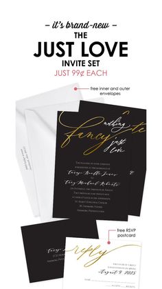 Nothing Fancy Just Love - Invitation with Free Response Postcard Nothing Fancy Just Love, Chic Invitation, Rsvp Postcard, Sophisticated Wedding, Invitation Wording