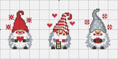 three gnomes with red and white hats