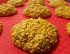 some cookies are sitting on a red tray