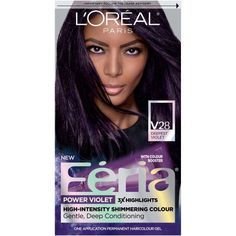 L'Oreal Paris Feria Multi-Faceted Shimmering Color, Blue Purple Black Hair Dye, Feria Hair Color, Purple Black Hair, Dark Purple Hair Color, Blue Black Hair Color, Violet Hair Colors, Edgy Hair Color, Dark Purple Hair, Blue Black Hair