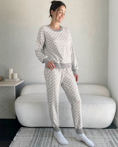 Chilly nights call for bundling up in our Marna Waffle Thermal PJ Set. Its boxy top matches with a drawstring jogger that features a charming print. 2-piece set Boxy long sleeve top Drawstring with button fly jogger Allover print Thermal fabric Casual Sleepwear With Vertical Stripes And Relaxed Fit, Star Print Long Sleeve Sleepwear For Loungewear, Long Sleeve Sleepwear With Star Print For Bedtime, Women’s Thermal Pajamas, Long Sleeve Star Print Sleepwear, Boxy Top, Drawstring Jogger, Sleepwear & Loungewear, Matching Top