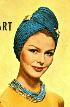 Ladies' 1960s Retro Knitted Turban  KNITTING PATTERN by Zafirah, $2,25 Knitted Turban, Knit Turban, Retro Hats, Turban Headwrap, Vintage Knitting Patterns, Turban Hat, Motif Vintage, Pdf Knitting Pattern, Headband Pattern