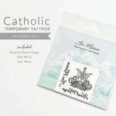 a package of temporary tattoos on a white background with the words, catholic temporary tattoos