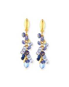 Blue+Rain+Flurries+Cluster+Drop+Earrings+by+Gurhan+at+Neiman+Marcus. Chip Jewelry, Blue Jewellery, Beading Earrings, Hammered Jewelry, Wire Bracelets, Hammered Earrings, 24 Karat Gold, Blue Rain, Jewelry Post