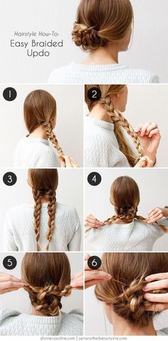 Easy Braided Updo, Easy Work Hairstyles, Long Hair Tutorial, Medium Long Hair, Penteado Cabelo Curto, Easy Braids, Braided Hairstyles Tutorials, Braided Hairstyles Easy, Braided Updo