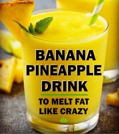 Banana🍌 Pineapple Drink, Pineapple Drinks, Smoothie Challenge, Fat Burning Smoothies, Milk Shakes, Diet Challenge, Healthy Drinks Recipes, Fat Burner Drinks