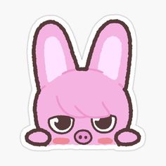 a pink bunny sticker with big eyes