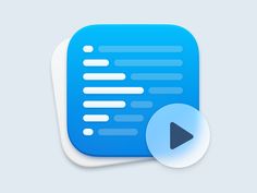 an app icon with a play button in the center, and a blue rectangle