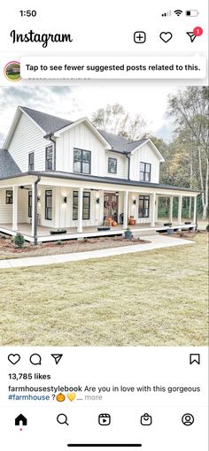 an instagramted photo of a house with the words southern farmhouse living on it