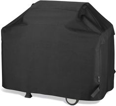 the grill cover is black and has wheels on each side for easy access from the outside