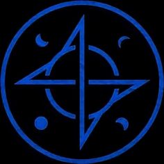 a blue pentagramil on a black background