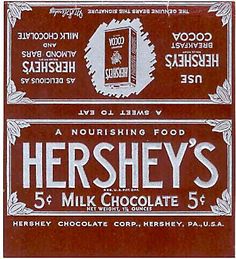 hershey's 5 % milk chocolate bar, with labels on the front and back