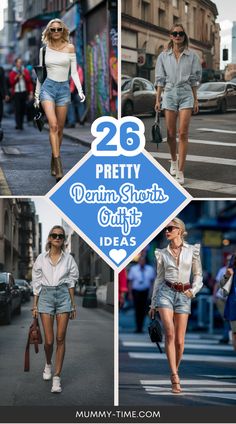 Elevate your style with our denim shorts outfit ideas! 🌟👖 From casual chic to evening elegance, discover looks that suit any event. These denim shorts outfit ideas will keep you on trend. Click to explore! 🚀 #StyleInspo #FashionTips #DenimStyle Sweatshirt And Jean Shorts Outfit, Summer Jean Shorts Outfit, Jean Shorts Outfit