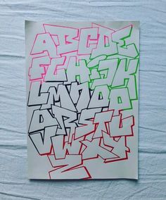 a piece of paper with graffiti on it and the words abcrw in different colors