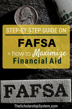 a stack of money with the words fafsa and how to maximum financial aid