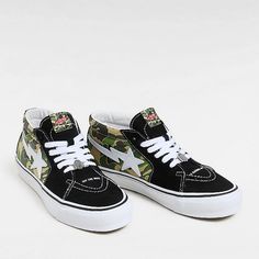 Vans X Bape Lx Sk8-Mid Reissue 83 *Nwt In Box* Color: Bape Abc Camo Green Size: 10.5 Men's/ 12.0 Women's Sku: Vn000mzgcx3 A Bathing Ape Extra Laces In Black Ape Head Lace Charm Custom Lace-up Vans Sneakers For Streetwear, Vans Mid-top Custom Sneakers For Streetwear, Vans High-top Sneakers With Boost Midsole For Streetwear, Vans Gum Sole, Red High Tops, Camo Shoes, Vans Checkered, Vans Hi, Old Skool Black