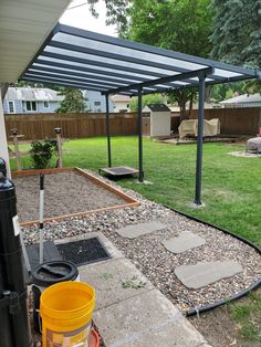 the backyard is clean and ready to be used as a back yard area for landscaping