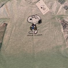 This Is A Never Worn, New With Tags Janie & Jack Long-Sleeve Snoopy Shirt. It’s A Size 4 (Toddler) And Could Be Worn By Boys Or Girls, Really. It Has A Cute Side Tag With Snoopy As Well. Snoopy Clothes, Baby Boy Graphic Tees, Jack Long, Anchor Shirts, Faux Fur Top, Snoopy Shirt, Long Tee Shirts, Snoopy T Shirt, Baseball Tee Shirts