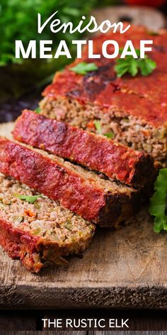 sliced meatloaf on a cutting board with lettuce