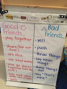 a sign with words written on it that read good friends and bad friends play together