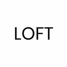 the word loft is written in black on a white background