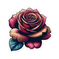 a sticker with a rose on it