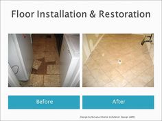 the before and after pictures of a tile floor