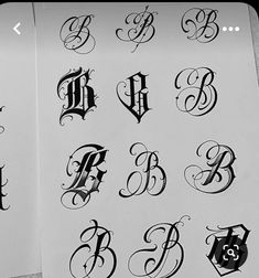 two sheets of paper with different types of letters on them, one is black and the other has white ink