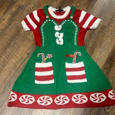 Cute Dress For The Holidays! Never Worn. Sweater Material. Size Large By Derek - Has Jingle Bells, Peppermint Candy Buttons, So Cute!! Small Pick As Shown In Photos. No Holes Or Other Issues. Front Pockets. Dresses Christmas, Candy Buttons, Ugly Sweater Party, Peppermint Candy, Colorful Party, Sweater Material, Christmas Dress, Cute Dress, Jingle Bells