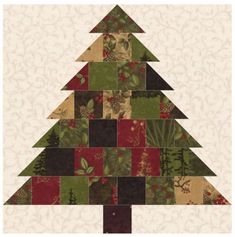 a christmas tree made out of patchwork