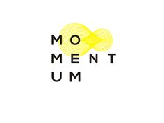 the logo for momentum, an art gallery that has been designed by person and is based