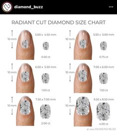 diamond size chart for different nail shapes