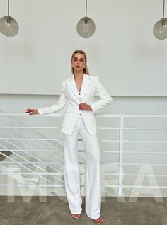 -blazer length along the back 27 1/2 inches or 70 cm -sleeve length 24,4 inches or 62 cm -pants length along the side seam 45,2 inches or 115 cm -inseam length (from the crotch to the bottom) 35,4 inches or 90 cm 2-piece womens blazer trouser suit for office, business meetings, formal events and special occasions. Also perfectly combines with sneakers so after a long and tiring business day you can change you heels to sneakers and still look chic. DETAILS -  straight pants -  high rise -  blazer Fitted Full-length Blazer For Spring, Fitted Single-breasted Wide Leg Pantsuit, White Long Sleeve Business Pantsuit, White Long Sleeve Pantsuit For Business, White Formal Suit With Trousers, White Single Breasted Workwear Sets, White Single Breasted Sets For Work, White Single-breasted Sets For Workwear, Elegant Full-length Blazer For Office