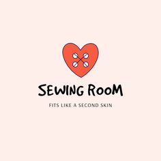 the logo for sewing room fits like a second skin, with an image of a heart