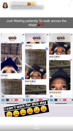 the screenshots are showing different facial expressions, including one with a graduation cap