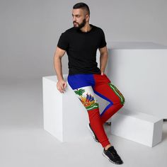 Haiti Flag - Men's Joggers - Properttees Mens Joggers, Flag Design, Fleece Fabric, Kids Clothing