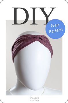 a white mannequin headband with a blue circle on it that says diy free pattern