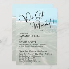 we got married on the beach wedding card