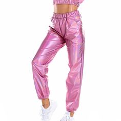 Gender:Women's; What's in the box:Pants; Types:Pants,Cargo Pants,Loose Pants; Holiday:Carnival,Masquerade; Style:Hip Pop,1980s,Shiny,Laser Holographic; Occasion:Pride Parade,Pride Month; Material:Polyester; Characters:Spicy Girls; Pattern:Solid Color; Production mode:External procurement; Hip:; Waist:; Length [Bottom]:; Theme:Carnival Costume Look Hip Hop, Jogging Style, Metallic Trousers, Dance Costumes Hip Hop, Hip Hop Pants, Street Fits, Hip Hop Party, Metallic Pants, Shiny Pants