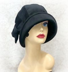 Velour Velvet 1920's Style Cloche Hat with Bow in Several Color Options | The Polly Winter Gatsby Fitted Hat, Winter Flapper Style Cloche Hat, Winter Flapper Style Brimmed Cloche Hat, Winter Gatsby Style Cloche Hat, Winter Gatsby Cloche Hat, Winter Gatsby Style Fitted Cloche Hat, Gatsby Style Adjustable Cloche Hat With Curved Brim, Fitted Flapper Cloche Hat, Adjustable Gatsby Cloche Hat With Curved Brim