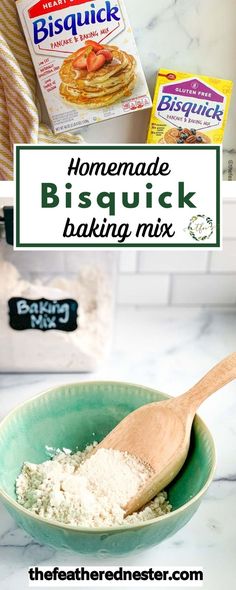 homemade biscuit baking mix in a green bowl