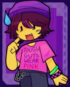 a drawing of a person wearing a pink shirt with the words tough guys wear pink on it